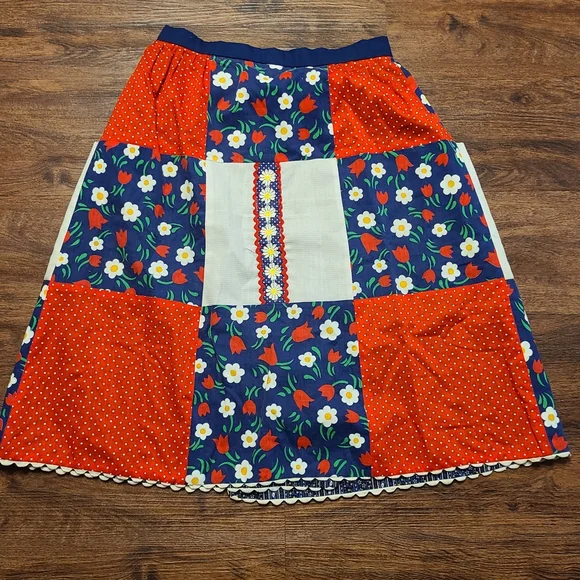 Vintage 70s Patchwork Reversible Floral Wrap Skirt S - Picture 4 of 9